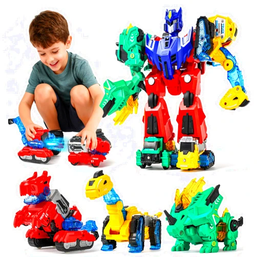 BLF FUN Magnetic Transforming Dinosaur Car Toy for Kids Ages 3–6, 6-in-1 Transforme Dino Robot Truck, Birthday for Boys Girls 4 5 7 8, Toddler STEM Construction Learning Toy