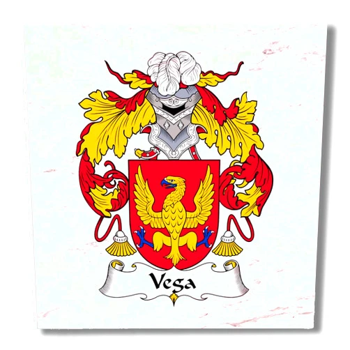 Carpe Diem Designs Vega Family Crest/Coat of Arms Ceramic Tile for Coaster, Hot Plate, Trivet or Decorative Accent