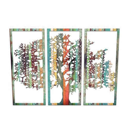 Venovez 3 Piece Life Tree Color (Metal-Wood) Wall Art, Tree Of Life Wall Decor, Wall Hanging, Wall Decor Old Tree, Nautical Tree Of