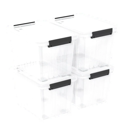 Ziglous 30 Quart Storage Boxes with Wheels, 4-Pack Clear Plastic Storage Bins with Lids