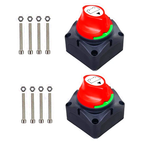 Gioyonil Battery Disconnect Switch, Gioyonil 12-48V Master Power Cut Shut Off Isolator 275Amps Camper Travel Trailer Switch for Car RV ATV Boat Marine Truck, 2 Pack