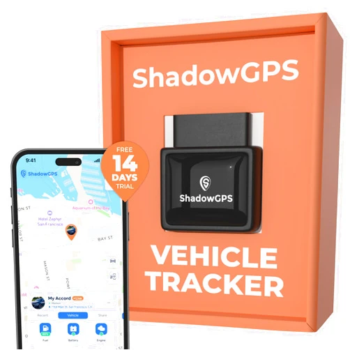 ShadowGPS Real-Time OBD2 GPS Car Tracker – $12/Month with 14 Day Free Trial – Plug & Play Device for Families, Teens & Businesses with Trip History, Driving Alerts & GeoFence – Accurate, Easy Setup