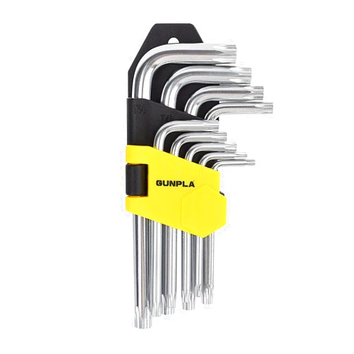 Gunpla Torx Hex Key Allen Star Short Arm Wrench Hex Keys Security Torx End Holes Set of 9 Pieces with Storage Case T10-T50 for Home Maintenance DIY