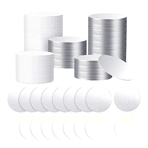 Muka 100Pcs 2 Inch Round Sublimation Blank Aluminum Sheets, Aluminum Board Heat Transfer for Breastpin, Scalable Badge Holder, Photo Tray, Collapsible Phone Holders