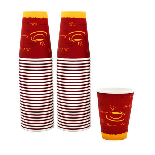 PAMI Disposable Coffee Cups, Single-Use Paper Cups, To-Go Hot Beverage Cups for Espresso Coffee Tea Hot Chocolate, Leak Resistant, Cafe & Home Use (50, 12oz)