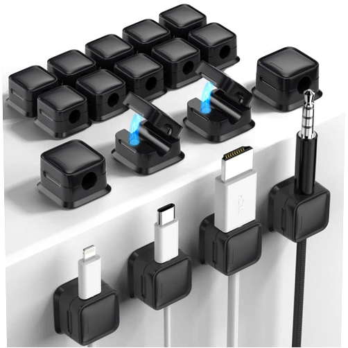 Costop 18 Pack Magnetic Cord Organizer, Easy Secure Adhesive Cable Management, Wire Holder Keeper Organizer Management, Hide Or Organize Phone USB Charger Cable for Home,Office,Car,Desk,Nightstand-Black