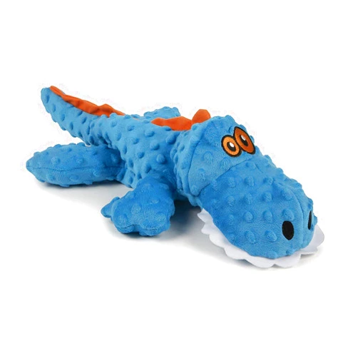 goDog Gators Squeaky Plush Dog Toy, Chew Guard Technology - Blue, Extra Large