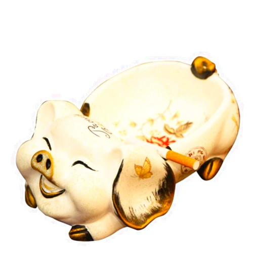 SIMNO DS-Wang Ashtray Decorations Art Craft Pig Ashtray Creative Personality Home Cafe Hotel Animal Decoration Household