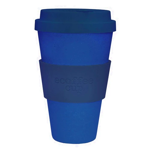 Ecoffee Cup Blue Dark Energy, 400ml Ecoffee Cup | Made with bamboo fibre, no-drip lid & dishwasher safe