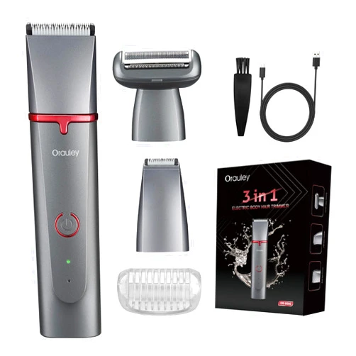 Orauley Electric Razors for Women, 3-in-1 Electric Lady Clipper Pubic Hair Trimmer-Painless Hair Removal Groomer Kit Rechargable Bikini Trimmer for Women with 3 Trimmer Heads, IPX7 Waterproof