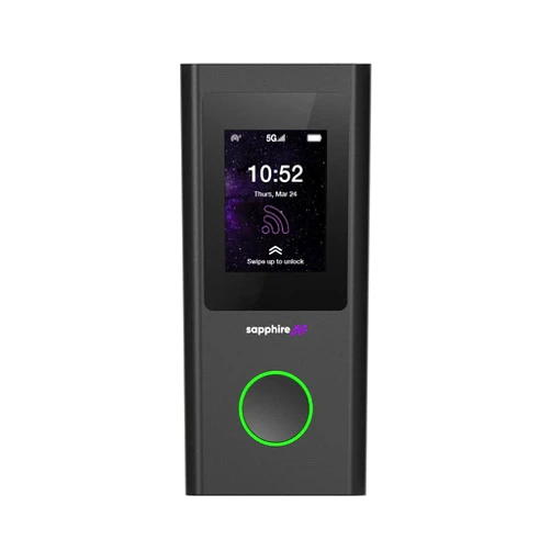 TravelWifi Sapphire 5G Mobile Hotspot, Portable WiFi Hotspot for Travel, CloudSIM Technology, Large Touch Screen, Network Congestion Monitoring, Preloaded 5GB Free Global Data, Optional Sim Card Slot