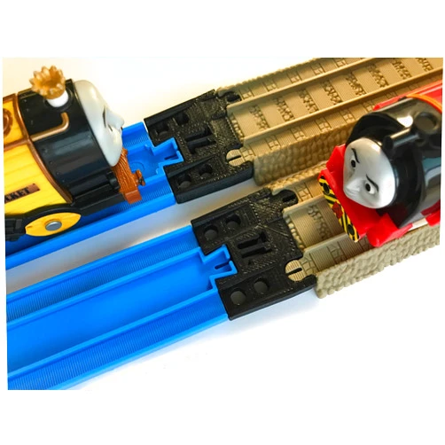TrainLab Track Adapters Compatible with Plarail to Brown 2009 Trackmaster Tracks 2pcs (Black)