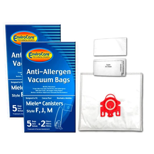 EnviroCare Replacement Vacuum Cleaner Bags Designed to fit Miele Canisters Style F J M 10 Bags with 4 Filters