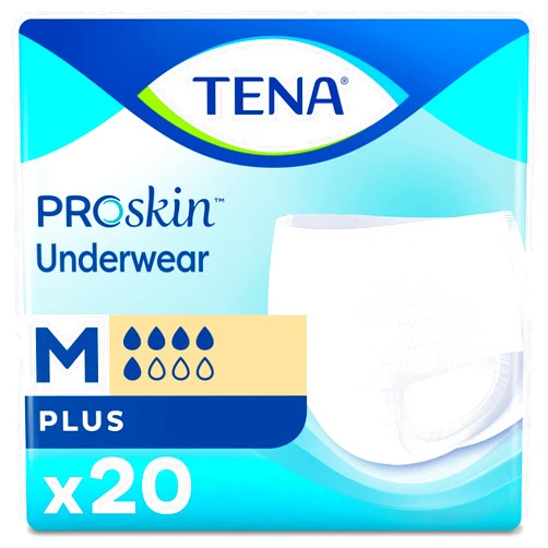 TENA ProSkin Plus Disposable Underwear Pull On with Tear Away Seams Medium, 72632, 80 Ct