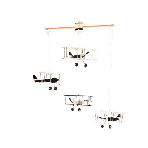 Cape fish cards & souvenirs Hanging Airplane Mobile Children Kid Room Nursery Fly Vintage Decor Wooden Black-White
