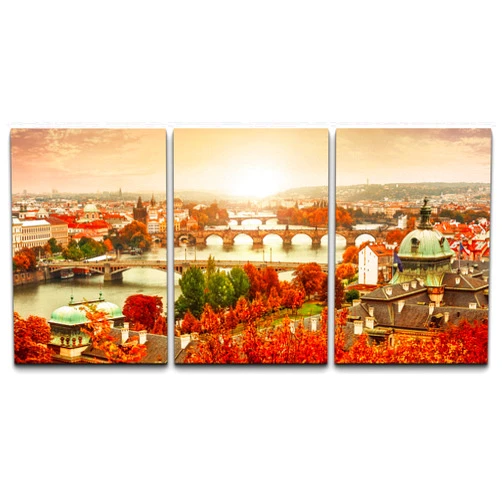 wall26 Canvas Print Wall Art Set Charles Bridge Sunset Prague Czech Republic Architecture & Maps Country Photography Realism Rustic Relax/Calm for Living Room, Bedroom, Office - 16