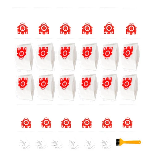 Dhoua 24 Pack 3D Airclean Vacuum Bag Replacement for Miele FJM Vacuum Compact C2 Compact C1 Complete C1 S241 S290 S300i S500 S700 S4 S6 Series With 6 Motor Protection Filters 6 AirClean