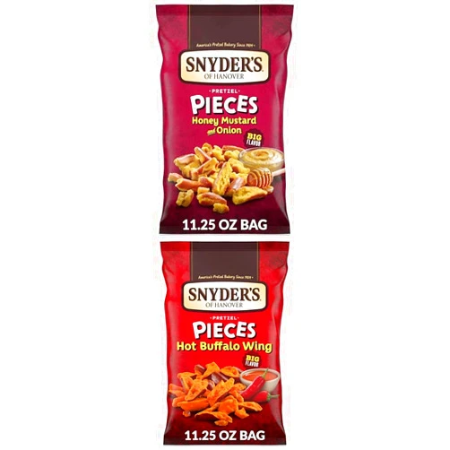 Snyder's of Hanover Pretzel Pieces, Honey Mustard and Onion, 11.25 Oz and Snyder's of Hanover Pretzel Pieces, Hot Buffalo Wing, 11.25 Oz