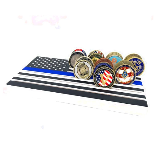 Glamtune 6 Rows Coin Holder American Flag Coin Display Stand Thin Blue Line Military Challenge Coin Display Case