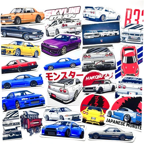 Funfactordesign Japanese Classic Skyline GTR32 GTR33 GTR34 GTR35 Vinyl Stickers JDM Legend Sports Cars Hakosuka 2000 GT-R KPGC10 R30 GTS