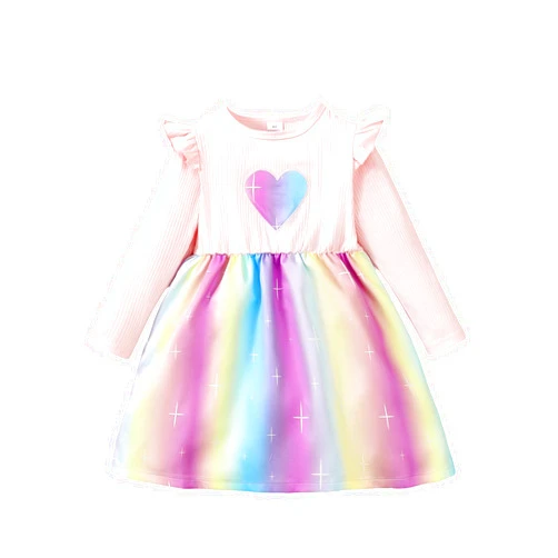 HIGHUZZA Toddler Girl Clothes Long Sleeve Dresses for Kids Fall Winter Clothes Party Dress Birthday Outfits for Girls