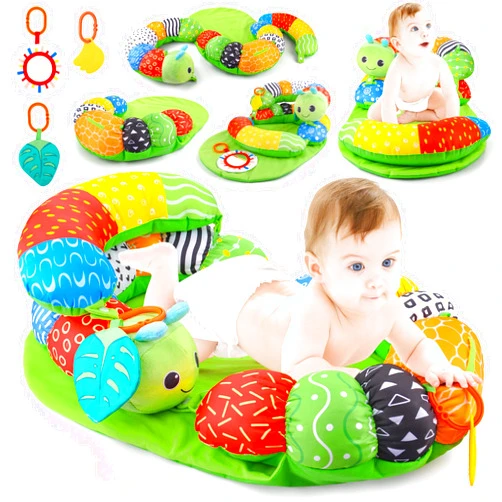 ARANEE 2-in-1 Tummy Time Mat & Seated Support Pillow Baby Toys 6-12 Months, Baby Tummy Time Toys Sit Me Up Floor Seat for Newborns and Older Babies, with Detachable Support Pillow and Toys