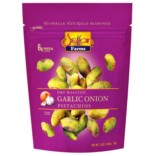 Setton Farms Naturally Seasoned Pistachio Kernels, Garlic Onion, No Shell Pistachios, Certified Non-GMO, Gluten Free, Vegan and Kosher, 5 oz Resealable Pouch