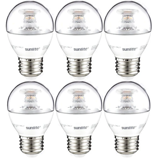 Sunlite G16 LED Dimmable Decorative Globe Vanity Light Bulbs, Clear, 7W (60W Equiv.), 500 Lumens, Medium E26 Base, Mirror Lights for Bedroom and Bathroom, 120V, ETL Listed, 2700K Soft White, 6 Pack