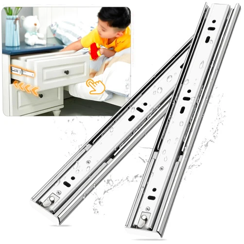 YENUO Soft Close Stainless Steel Full Extension Drawer Slides Side Mount 10 12 14 16 18 20 22 24 inch Ball Bearing Rails Track Guide Glides Runners Heavy 100 lb (Stainless Soft Close-1 Pair, 10 Inch)