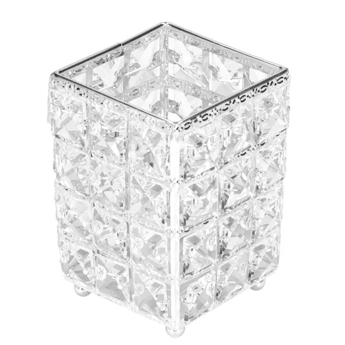 Hapivida Makeup Brush Holders, Silver Handcrafted Crystal Bling Cosmetics Brushes Organizer Eyeliners Eyebrow Pencil Container Cup for Vanity Bathroom