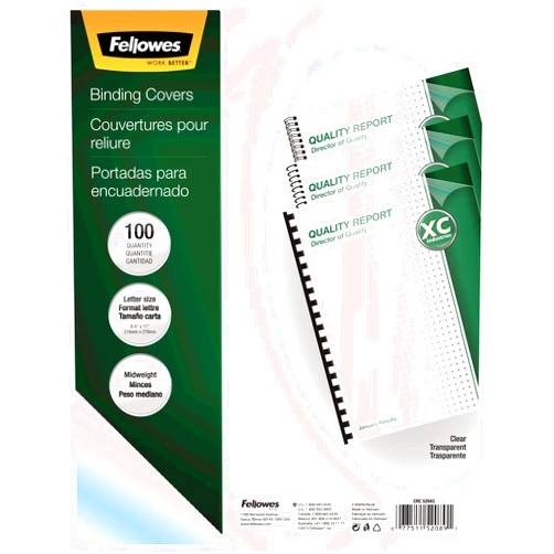 Fellowes 52089 Binding Presentation Covers, 8mil, Letter, 100 Pack, Clear