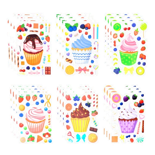 Honbay 24 Sheets Cupcake Ice Cream Stickers Make a Face Stickers Make Your Own Dessert Stickers Treats and Sweets Sticker Mix and Match Dessert Fruit Cookie Stickers Decorative Decals Party Favors