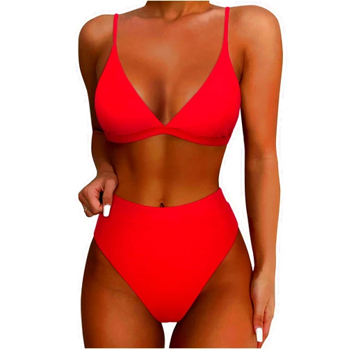 SUUKSESS Women High Waisted High Cut Bikini Set Sexy Triangle Two Piece Swimsuits