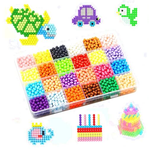 KACAGA Non-Iron Fuse Beads Kit 5mm 24 Colors 3600 No Heat Beads Refill Accessories Pack for Christmas Tree Decorations