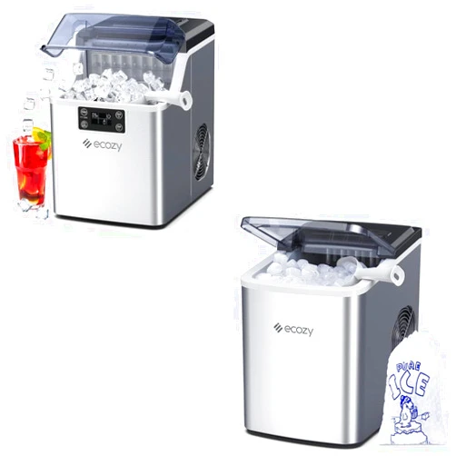 ecozy 45lbs Countertop Ice Makers + 26.5 lbs Portable Ice Maker Countertop