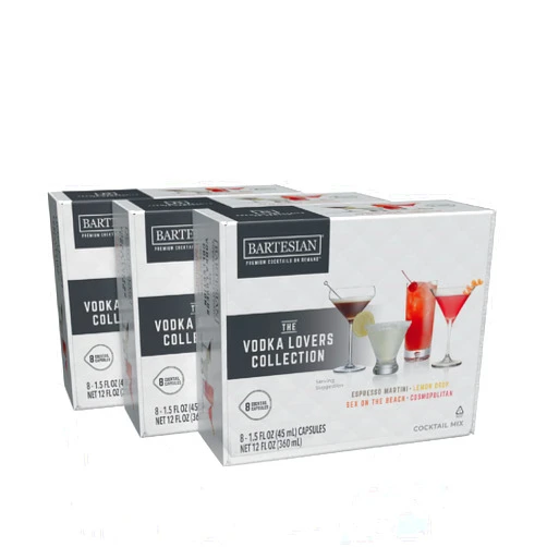 Bartesian 24-Pack Vodka Lovers Mixer Capsules for Cocktail Machine – Home Bar Mixology Cocktails Mix Pod Capsule Set To Use With the Bartesian Cocktail Drink Maker Machine