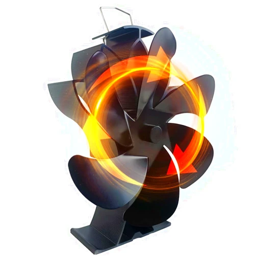 Wennzy Wood Stove Fan Heat Powered Non-Electric Lotus Shaped Silent Operation 6-Blade Fireplace Fan with Bracket for Wood Burning Stove/Pellet/Log Burner