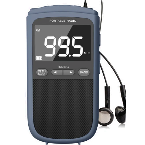 Jazmm AM FM Walkman Radio:900mAh Rechargeable Portable Transistor Pocket Radio with Best Reception Digital Tuning, LCD Screen,Stereo Earphone Jack, Sleep Timer and Alarm Clock for Jogging,Walking Grey