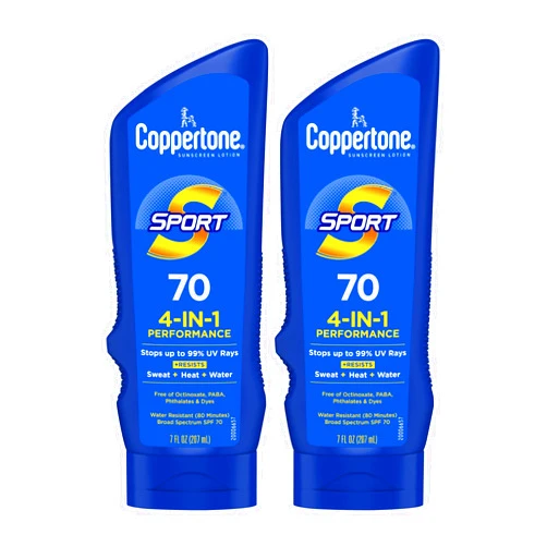 Coppertone SPORT Sunscreen SPF 70 Water Resistant Sunscreen Lotion, Broad Spectrum, Bulk Sunscreen Pack, 7 Fl Oz Bottle, Pack of 2