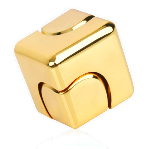 QLKUNLA Fidget Cube Spinner Anti-Anxiety Focusing Fidget Toys EDC Fidgets Spinner 4-in-1 Toy Metallic Focus Toy Cube Finger Top Desktop ADHD Stress Relieve Toys for Kids and Adults (Gold)