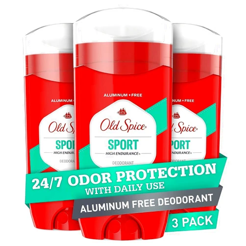 Old Spice Aluminum Free Deodorant for Men, 24/7 Odor Protection, Eliminates Odors with Lasting Freshness, High Endurance, Sport Scent, 3 oz (Pack Of 3)