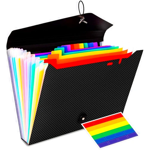 Nicecho Accordion File Organizer, 13 Pockets Expanding File Organizer, A4 Letter Size Paper Document Receipt Organizer Accordian Filing Folder for Classroom, Home, Office and Travel