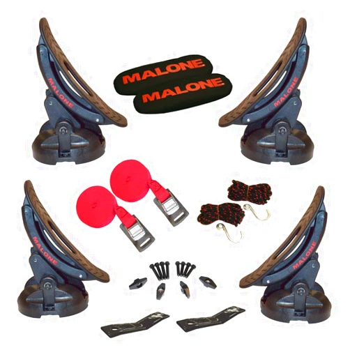 Malone Saddle Up Pro Universal Car Rack Kayak Carrier (Set of 4) with Bow and Stern Lines