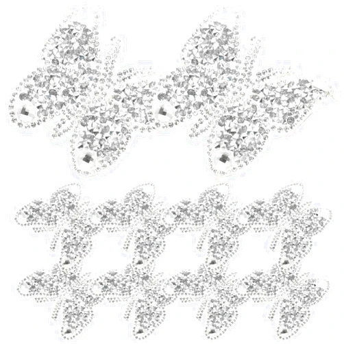 VICASKY 10pcs Rhinestone Butterflies Iron on Patches Sew on Sequins Beaded Appliques,Bling Clothing Repair Decoration Patches for Hats Shoe Bags DIY Accessories Silver