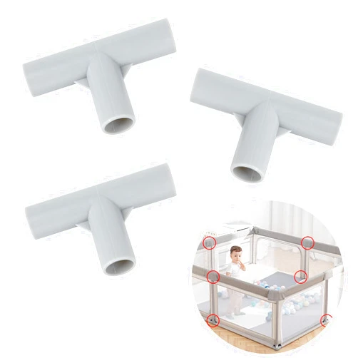 Wiojtry T-Shaped Joint for Baby Playpen Parts, Baby Playpen Accessories for Baby Play Yard Baby Playpen Replacement Connectors, 3 Pcs Diameter1.9cm