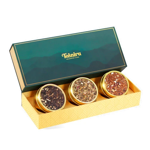 Teaniru, Grandeur Tea Gift Box - Christmas Tea Gift Set | 3 Holiday Tea Flavors - Loose Leaf Tea Sampler in Luxury Gift Box | Christmas Tea Sampler Gift Set Box for Women, Men & Tea Lovers