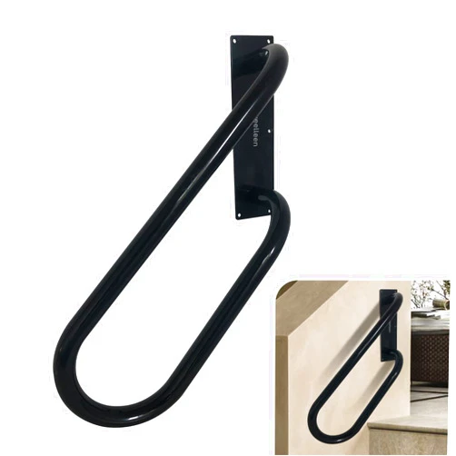 Veelleen Left Side Wall mounted handrail for 1-3 steps,Heavy Duty Hand Railing Grab Bars, U-Shape Safety Handle for Garage, Porch, Garden, Stair. (25