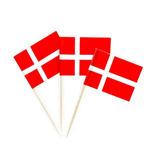 Newkita 100 Pcs Denmark Flag Danish Toothpick Flags, Small Mini Stick Cupcake Toppers Danish Flags Cocktail Picks