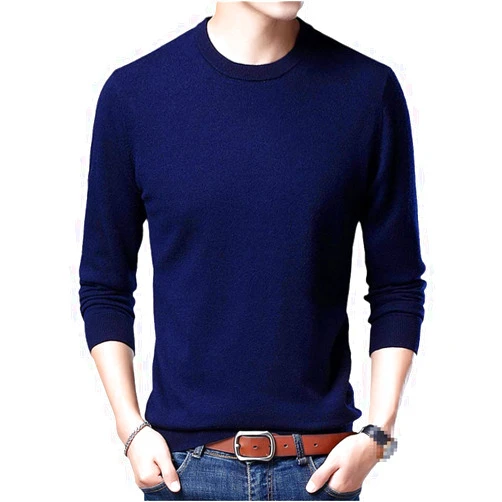 KGFDB Man Wool Sweater Autumn Winter Solid Color Cashmere Sweaters Man O- Neck Jumper Long Sleeved Pullover