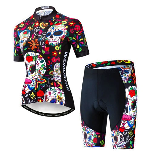 JPOJPO Women's Cycling Jersey Set Bike T-Shirt Reflective+5D Padded Shorts S-3XL